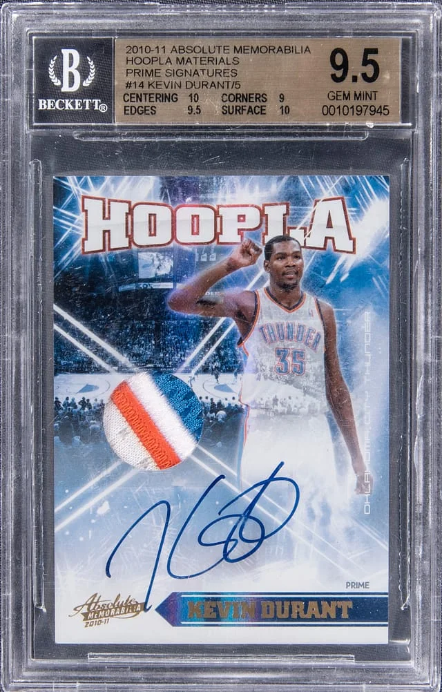 2010-11 Panini Absolute Kevin Durant Memorabilia Hoopla Materials Prime Signatures #14 card image