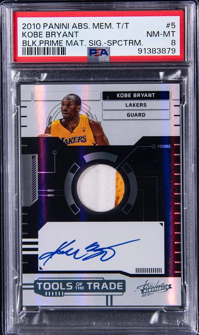 2010-11 Panini Absolute Kobe Bryant Memorabilia Tools of the Trade Materials Prime Black Spectrum Signatures #5 card image