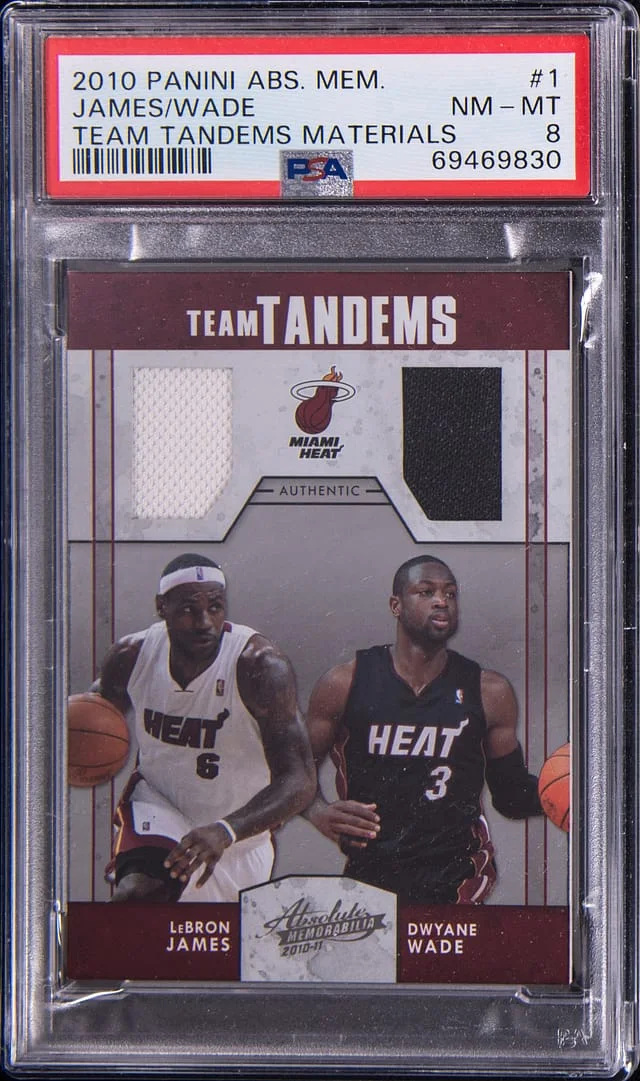 2010-11 Panini Absolute LeBron James/Dwyane Wade Memorabilia Team Tandems Materials #1 card image