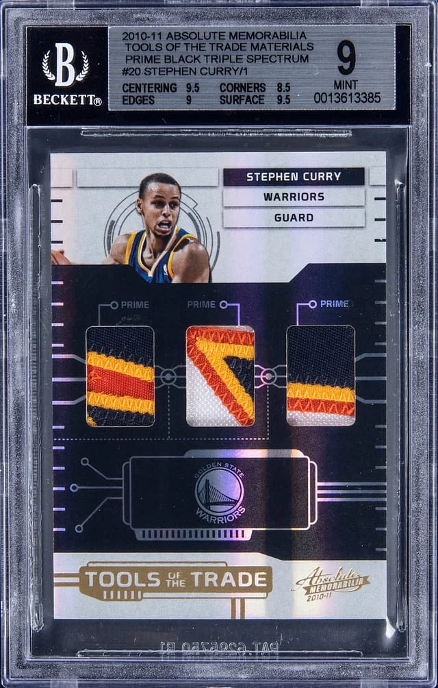 2010-11 Panini Absolute Stephen Curry Memorabilia Tools Of The Trade Materials Prime Black Triple Spectrum #20 card image