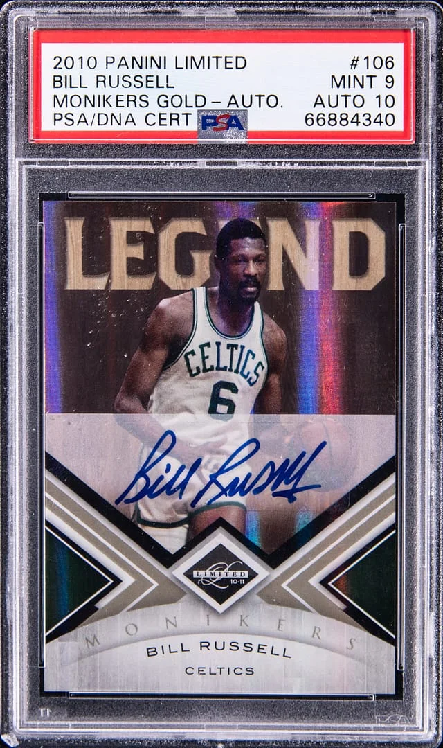 2010-11 Panini Bill Russell Limited Monikers Autograph Gold #106 card image