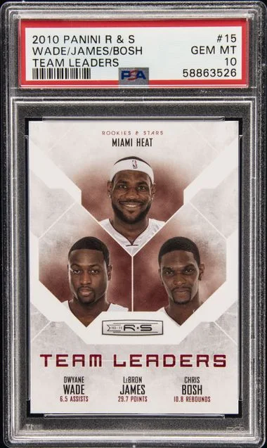 2010-11 Panini Chris Bosh/Dwyane Wade/LeBron James Rookies & Stars Team Leaders #15 card image