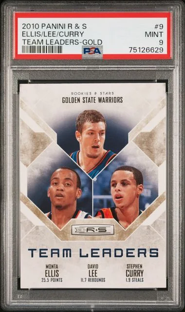2010-11 Panini David Lee/Monta Ellis/Stephen Curry Rookies & Stars Team Leaders Gold #9 card image