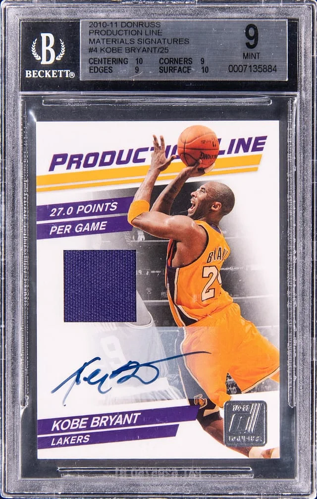 2010-11 Panini Donruss Kobe Bryant Production Line Materials Signatures #4 card image
