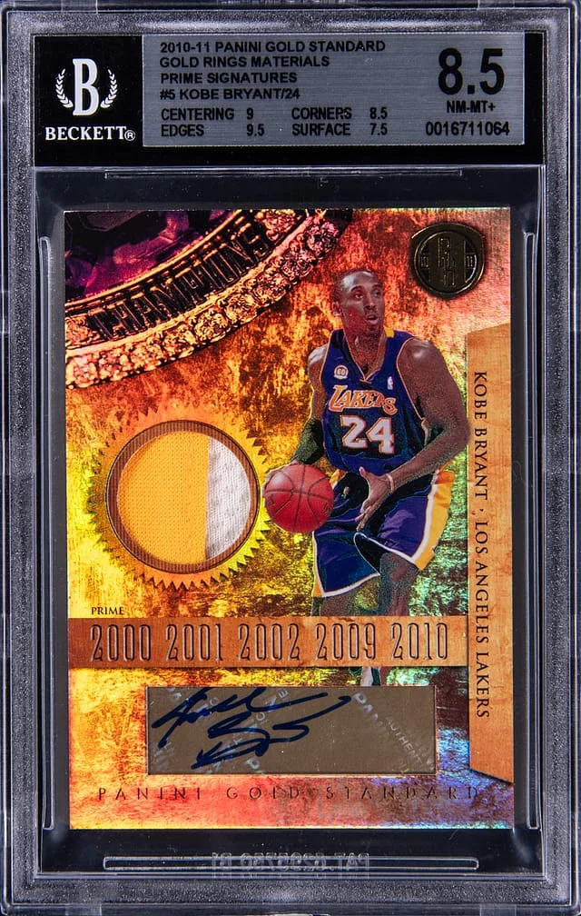 2010-11 Panini Gold Standard Kobe Bryant Gold Rings Materials Prime Signatures #5 card image