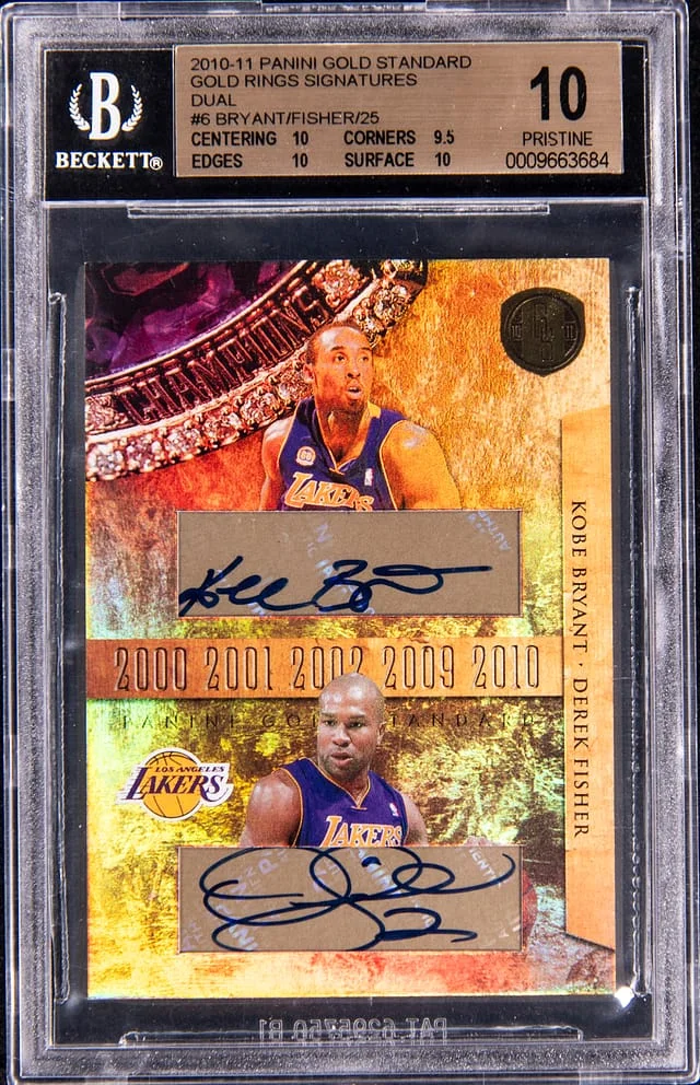 2010-11 Panini Gold Standard Kobe Bryant/Derek Fisher (Kobe's Favorite Teammate of All Time!) Gold Rings Signatures Dual #6 card image