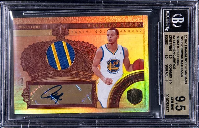 2010-11 Panini Gold Standard Stephen Curry Gold Crowns Materials Signature Prime #3 card image