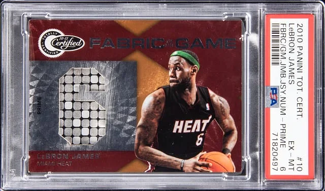2010-11 Panini LeBron James Totally Certified Fabric Of The Game Jumbo Jersey Number Prime #10 card image
