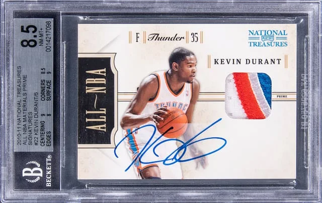 2010-11 Panini National Treasures Kevin Durant All-NBA Materials Prime Signatures #22 card image