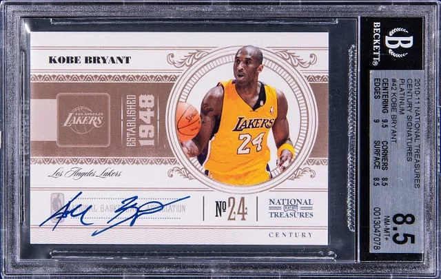 2010-11 Panini National Treasures Kobe Bryant Century Signatures Platinum #42 card image
