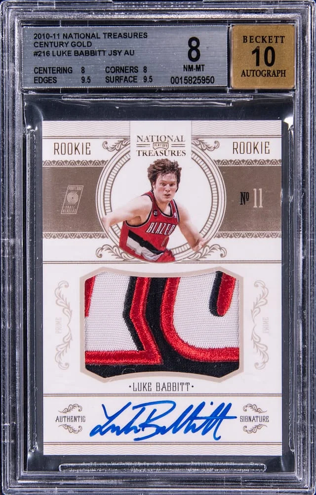 2010-11 Panini National Treasures Luke Babbitt Patch Autograph (RPA) Century Gold #216 card image
