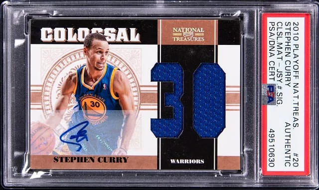 2010-11 Panini National Treasures Stephen Curry Colossal Materials Jersey Numbers Signature #20 card image