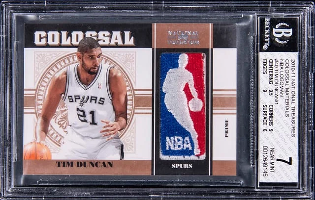 2010-11 Panini National Treasures Tim Duncan Colossal Materials NBA Logoman #40 card image