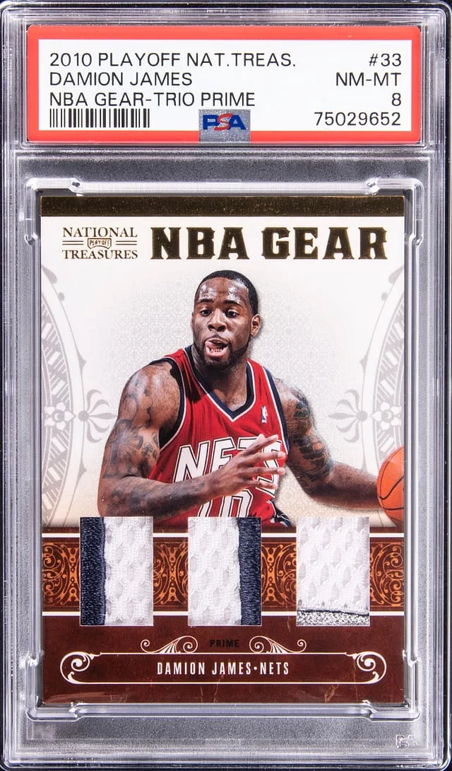 2010-11 Panini Playoff Damion James National Treasures NBA Gear Trio Prime #33 card image