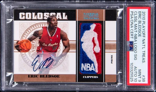 2010-11 Panini Playoff Eric Bledsoe National Treasures Colossal Materials NBA Logo Signature #38 card image
