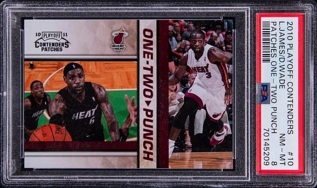 2010-11 Panini Playoff LeBron James/Dwyane Wade Contenders Patches One-Two Punch #10 card image