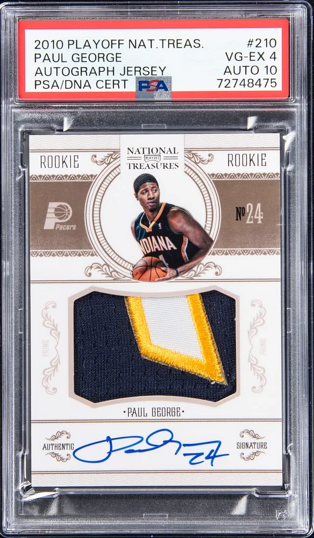 2010-11 Panini Playoff Paul George National Treasures Patch Autograph (RPA) #210 card image