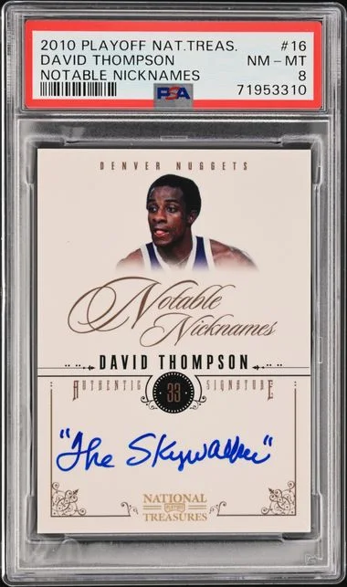 2010-11 Playoff David Thompson Inscribed National Treasures Notable Nicknames #16 card image
