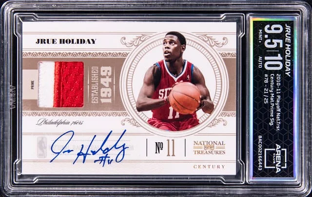 2010-11 Playoff Jrue Holiday National Treasures Century Material Prime Signature #78 card image