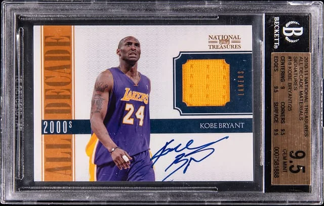 2010-11 Playoff Kobe Bryant National Treasures All Decade Materials Signatures #18 card image