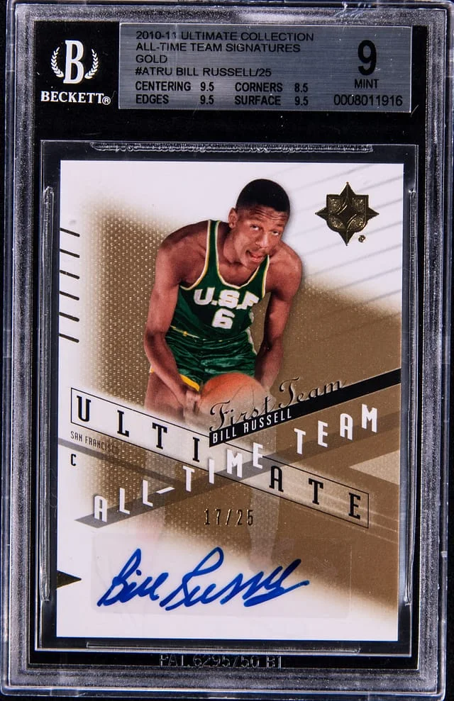 2010-11 Upper Deck Ultimate Collection Bill Russell All-Time Team Signatures Gold #ATRU card image
