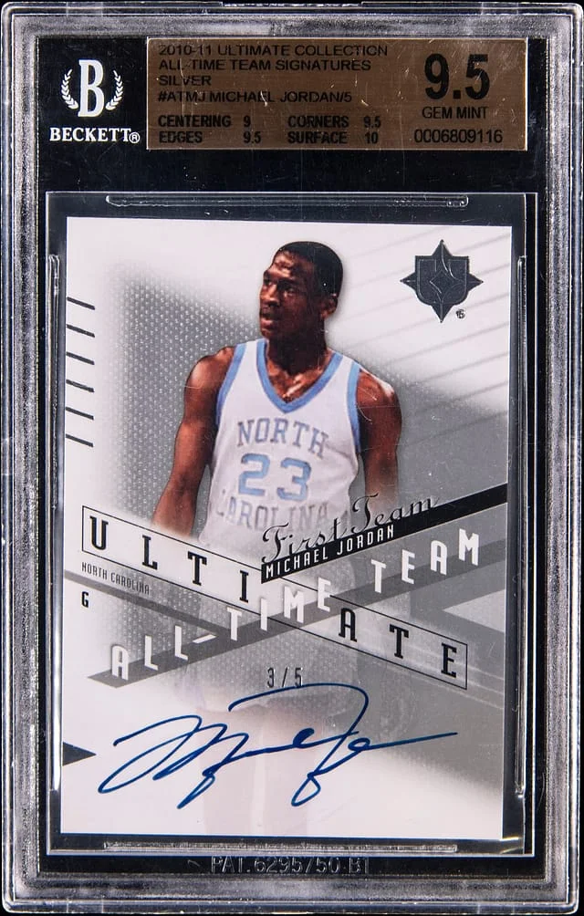 2010-11 Upper Deck Ultimate Collection Michael Jordan All-Time Team Signatures Silver #AT-MJ card image