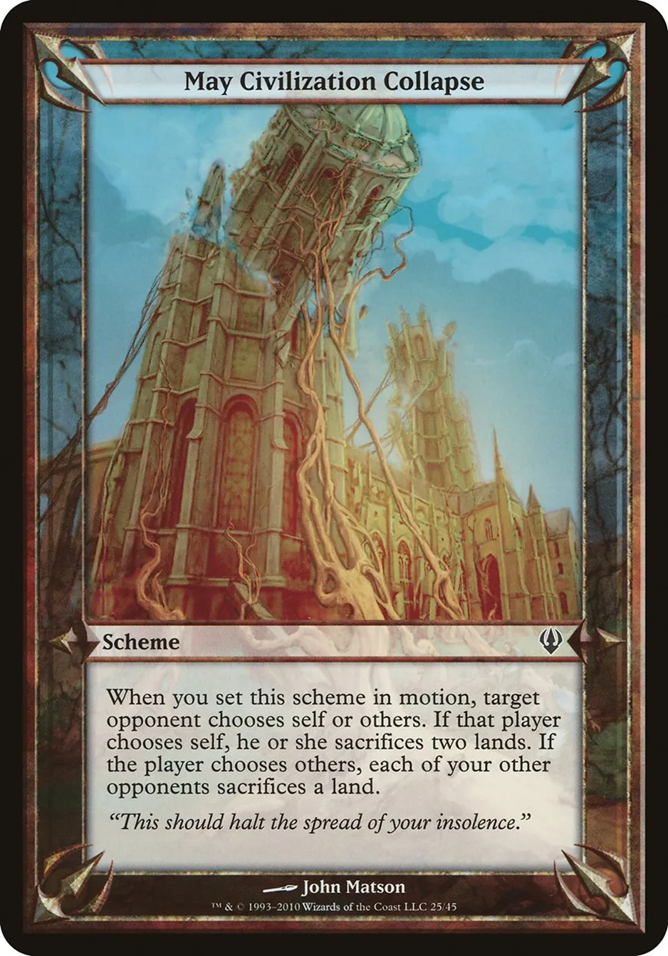 2010 Archenemy Schemes May Civilization Collapse common #25★ unlisted card image