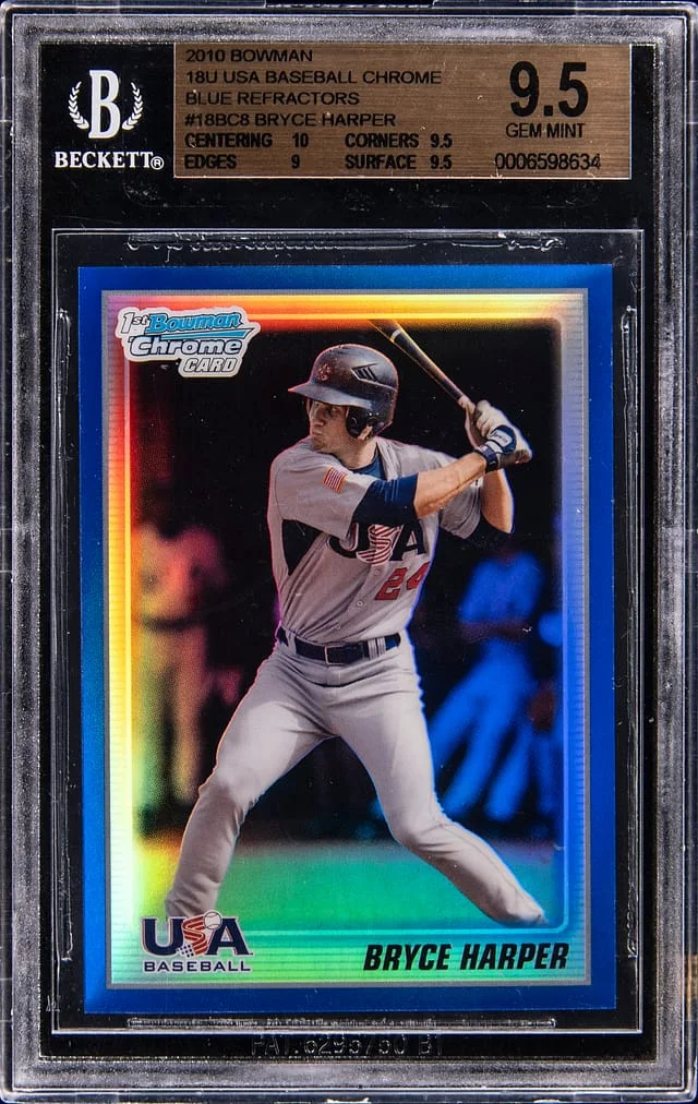 2010 Bowman Bryce Harper 18U USA Baseball Chrome Blue Refractor #USA18-BC8 card image