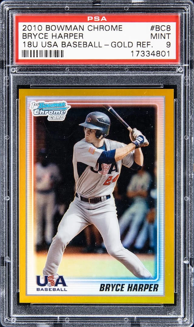 2010 Bowman Chrome Bryce Harper 18U USA Baseball Gold Refractor #USA18-BC8 card image