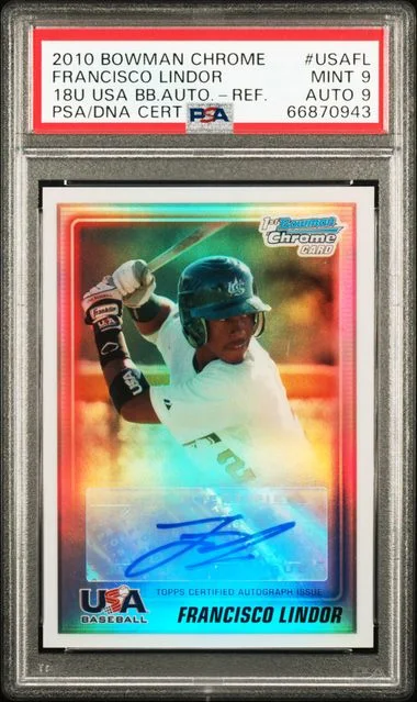 2010 Bowman Chrome Francisco Lindor 18U USA Baseball Autograph Refractor #USA-FL card image