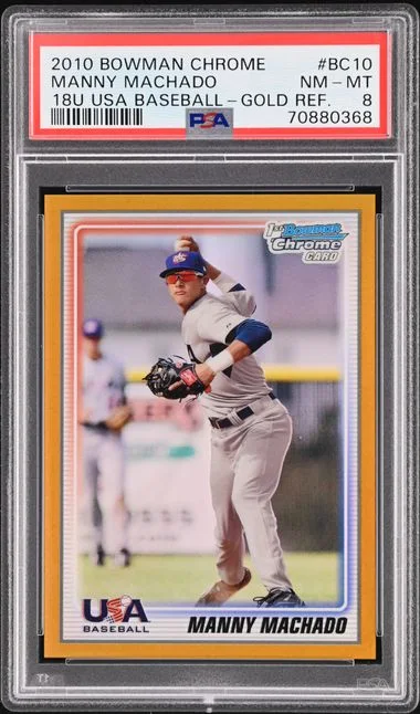 2010 Bowman Chrome Manny Machado 18U USA Baseball Gold Refractor #USA18-BC10 card image