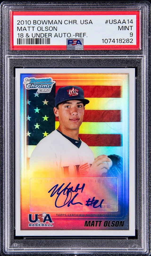 2010 Bowman Chrome Matt Olson USA 18 & Under Autograph Refractor #USAA-14 card image