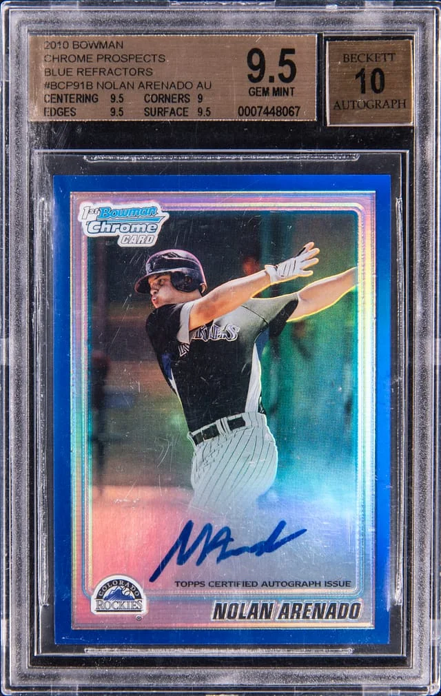 2010 Bowman Chrome Nolan Arenado Prospect Autographs Blue Refractor #BCP91 card image