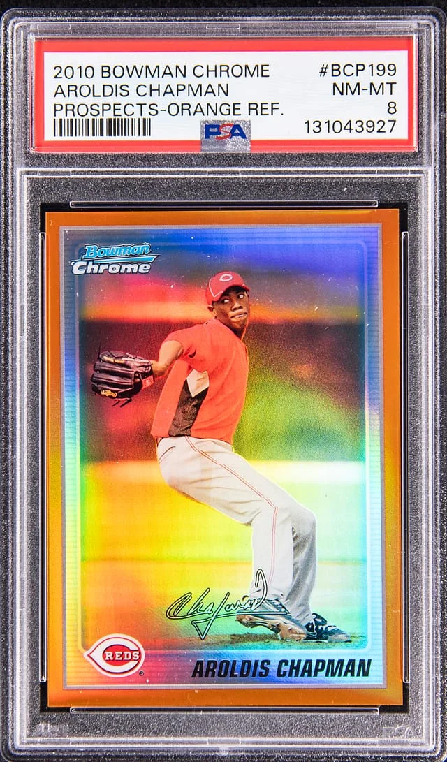 2010 Bowman Chrome Prospects Aroldis Chapman Orange Refractor #BCP199 card image