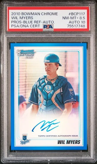 2010 Bowman Chrome Prospects Wil Myers Blue Refractor Autograph #BCP-117 card image