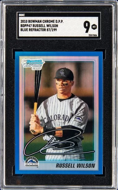 2010 Bowman Chrome Russell Wilson D.P.P. Blue Refractor #BDPP47 card image