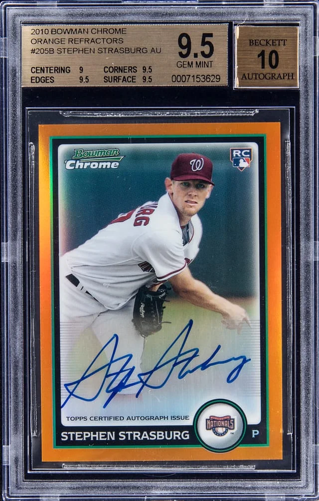 2010 Bowman Chrome Stephen Starsburg Orange Refractor #205 card image