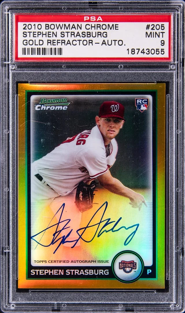 2010 Bowman Chrome Stephen Strasburg Autograph Gold Refractor #205 card image