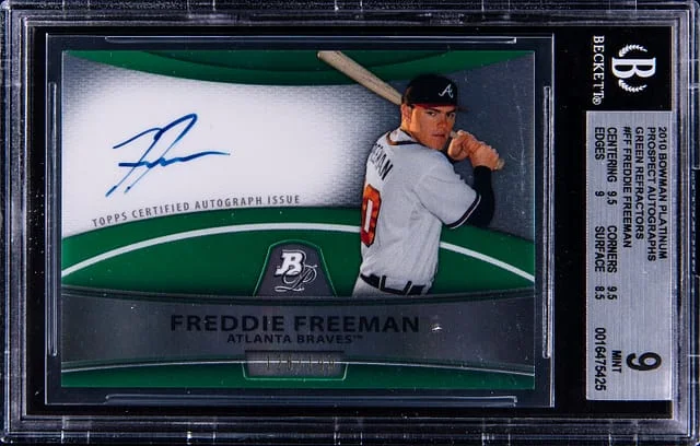 2010 Bowman Platinum Freddie Freeman Prospect Autographs Green Refractors #FF card image