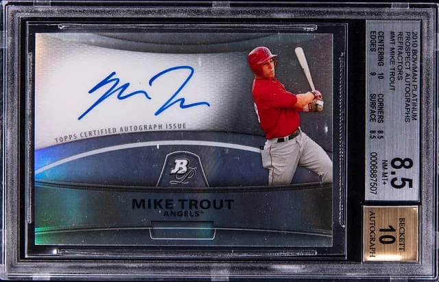 2010 Bowman Platinum Mike Trout Prospect Autographs Refractor #MT card image