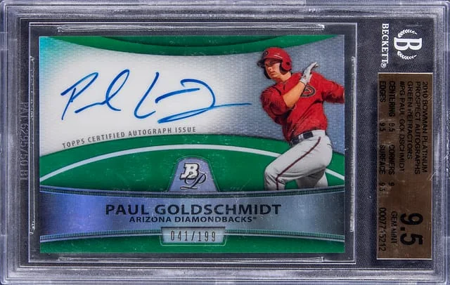 2010 Bowman Platinum Paul Goldschmidt Prospect Autographs Green Refractor #BPA-PG card image