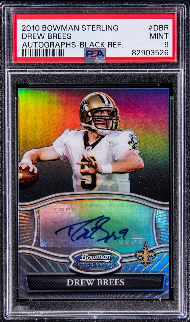 2010 Bowman Sterling Drew Brees Autographs Black Refractor #BSA-DBR card image