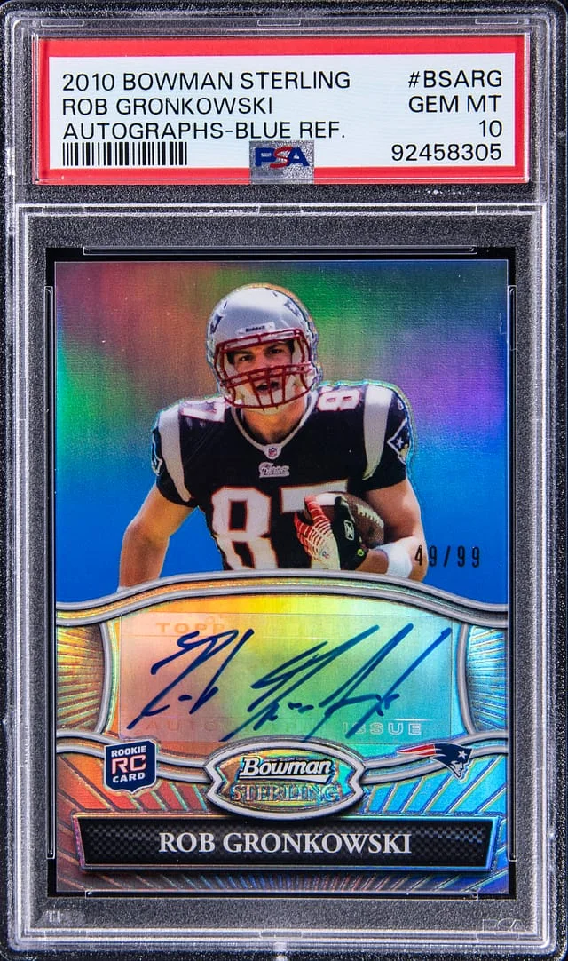 2010 Bowman Sterling Rob Gronkowski Autographs Blue Refractor #BSARG card image