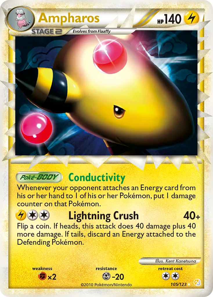 2010 HeartGold & SoulSilver Ampharos Rare #014/123 Rare card image