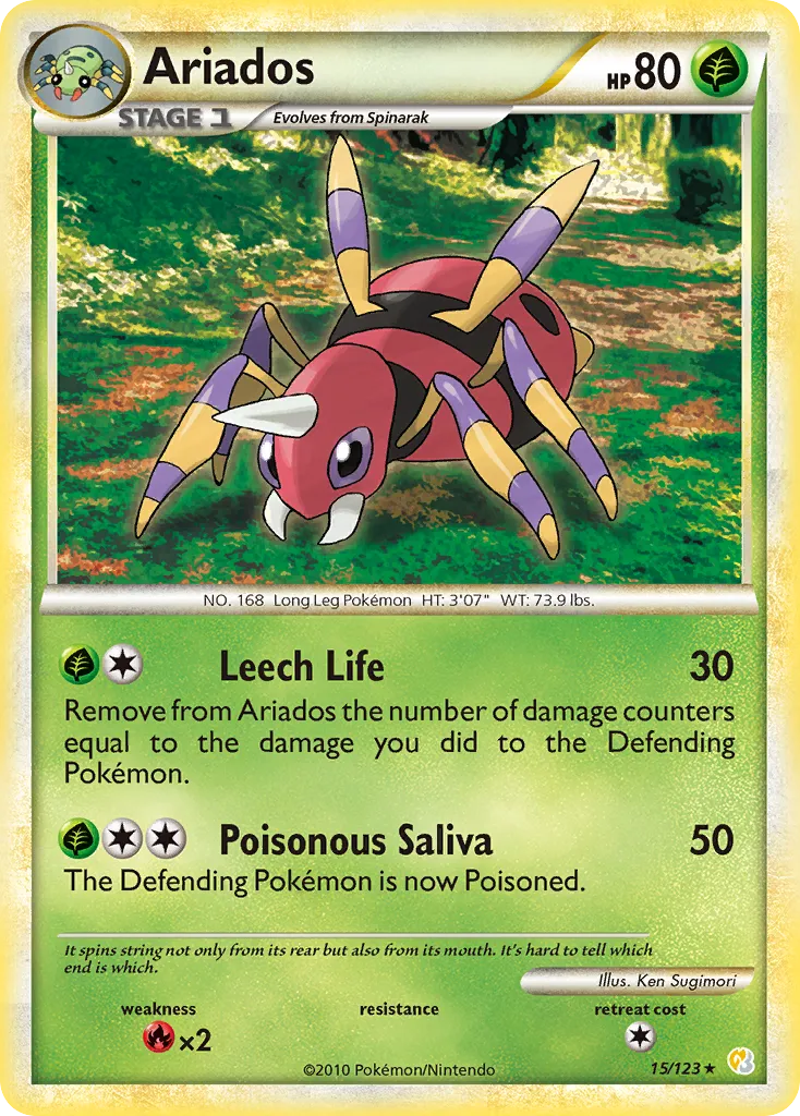 2010 HeartGold & SoulSilver Ariados Rare #015/123 Rare card image