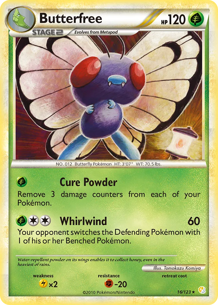 2010 HeartGold & SoulSilver Butterfree Rare #016/123 Rare card image