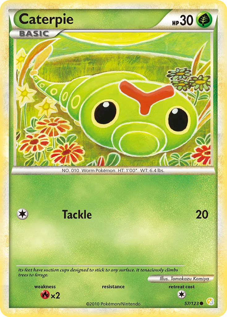 2010 HeartGold & SoulSilver Caterpie Common #057/123 Common card image
