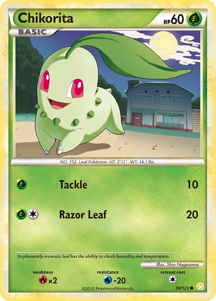 2010 HeartGold & SoulSilver Chikorita Common #059/123 Common card image