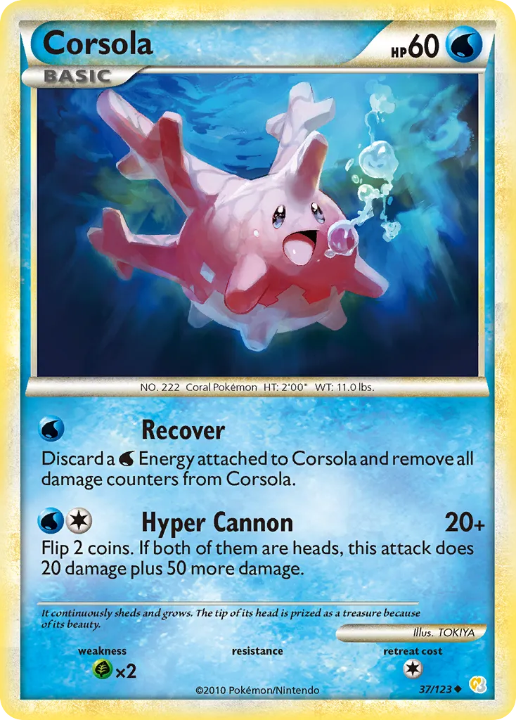 2010 HeartGold & SoulSilver Corsola Uncommon #037/123 Uncommon card image