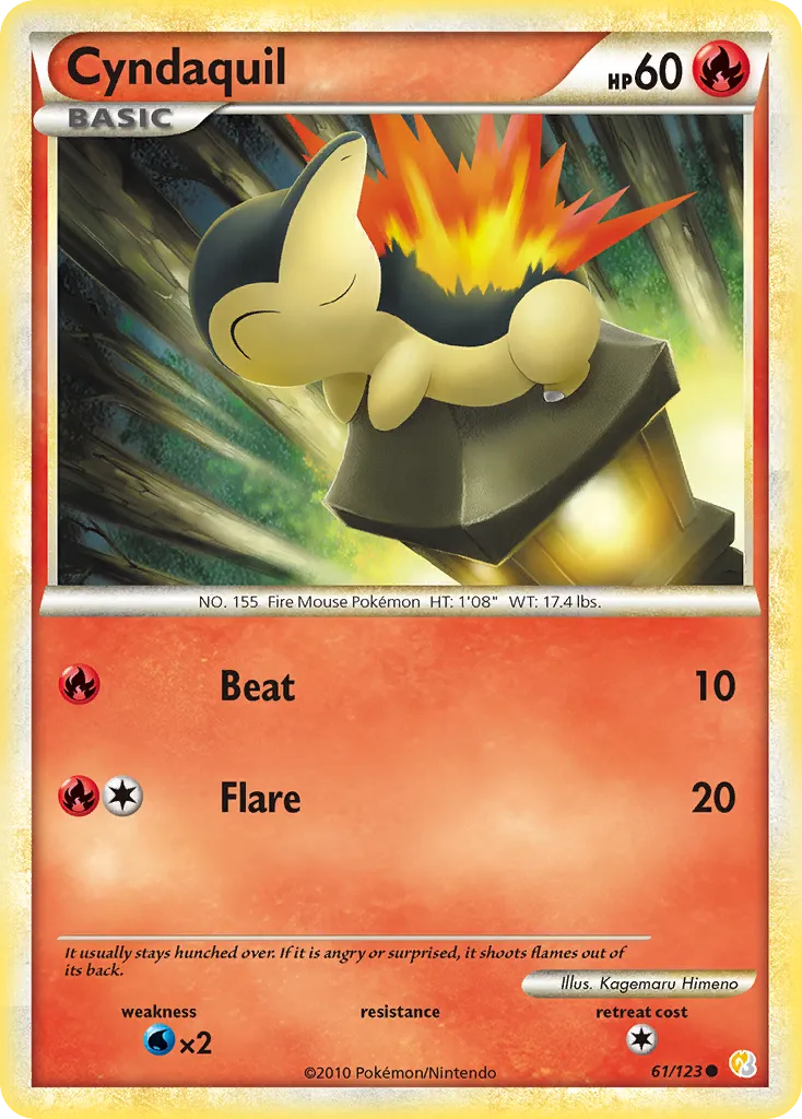 2010 HeartGold & SoulSilver Cyndaquil Common #061/123 Common card image